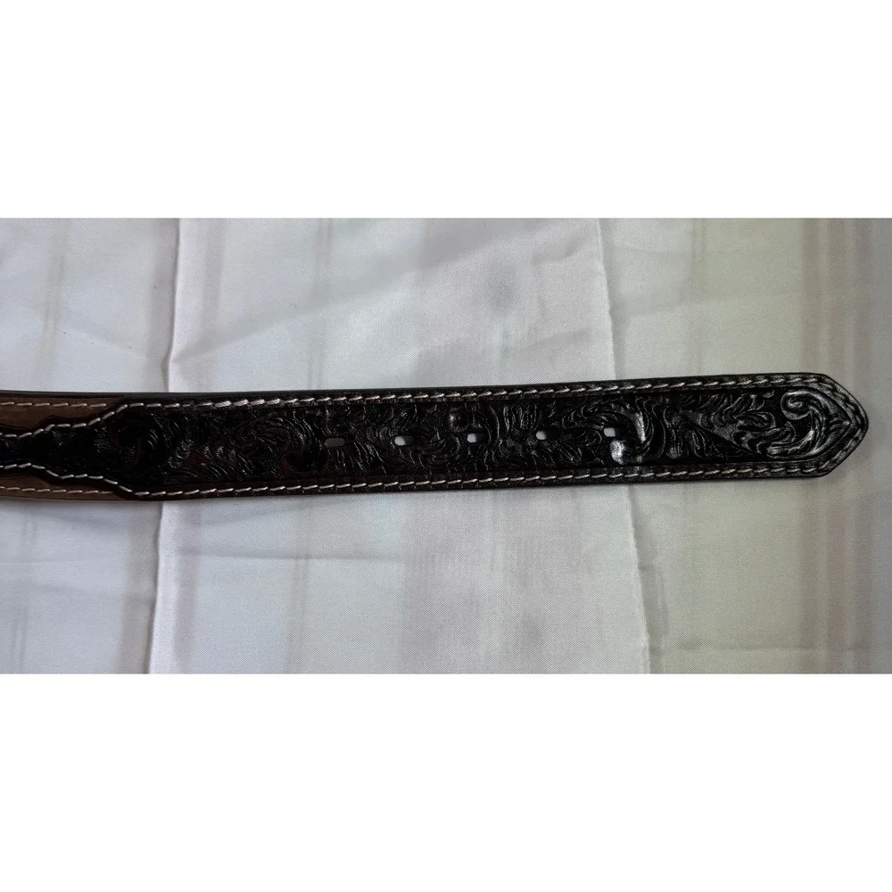 Ranger Belt Company Mens Brown Hand Tooled Leather Western Belt WB2162 Size 32